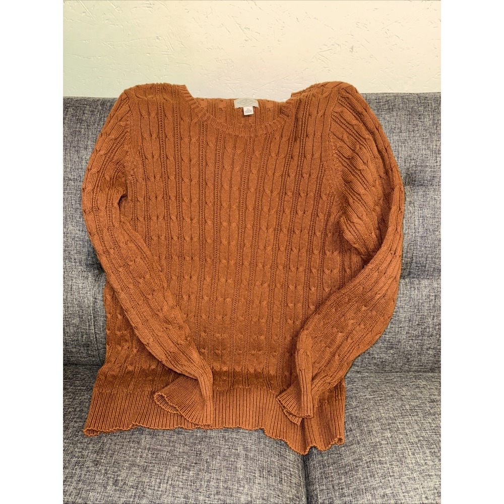 Gorgeous St John's Bay Brown Rope Weave Sweater Women's XL Cozy Comfort Academia